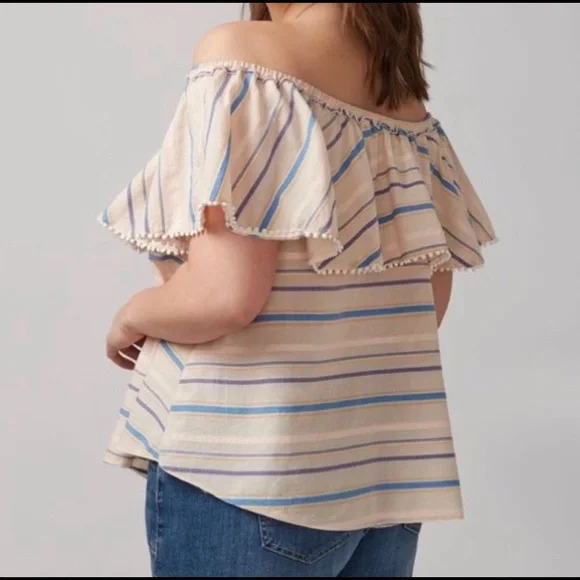 Lane Bryant Breezy Summer Off Shoulder Top 20 - Picture 2 of 2
